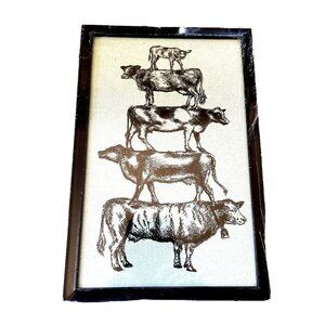 Cow - All The Way Cow - Folk Art  Country Farmhouse Print Framed  10.5 x 6.5 NIP